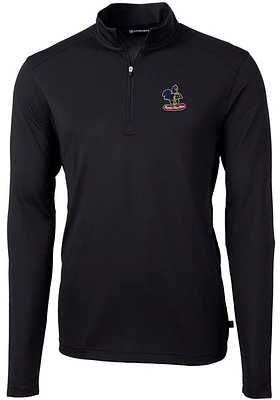 Cutter and Buck Delaware Fightin' Blue Hens Mens Virtue Eco Pique Long Sleeve Qtr Zip Pullov