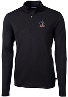 Cutter and Buck Delaware Fightin' Blue Hens Mens Virtue Eco Pique Long Sleeve Qtr Zip Pullov