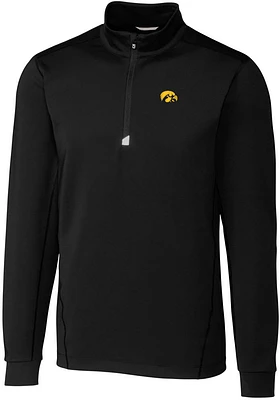 Cutter and Buck Iowa Hawkeyes Mens Black Traverse Stretch Big Tall Qtr Zip
