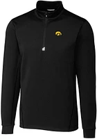 Cutter and Buck Iowa Hawkeyes Mens Black Traverse Stretch Big Tall Qtr Zip