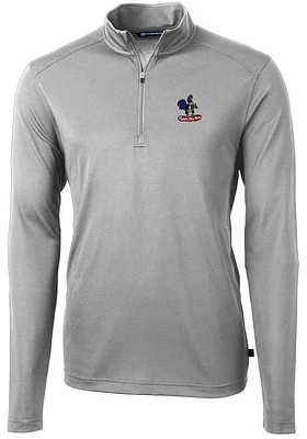 Cutter and Buck Delaware Fightin' Blue Hens Mens Virtue Eco Pique Long Sleeve Qtr Zip Pullove