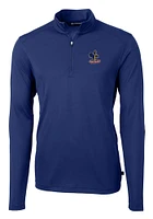Cutter and Buck Delaware Fightin' Blue Hens Mens Virtue Eco Pique Long Sleeve Qtr Zip Pullove..