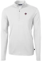 Cutter and Buck East Carolina Pirates Mens White Vault Virtue Eco Pique Long Sleeve Qtr Zip Pull..