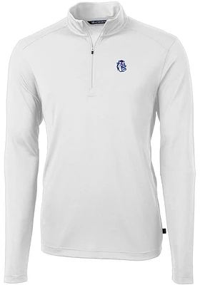 Cutter and Buck Fresno State Bulldogs Mens White Vault Virtue Eco Pique Long Sleeve Qtr Zip Pull..