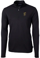 Cutter and Buck Grambling State Tigers Mens Black Vault Virtue Eco Pique Long Sleeve Qtr Zip Pul..