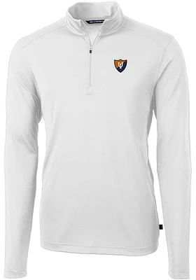 Mens Illinois Fighting Illini White Cutter and Buck Vault Virtue Eco Pique Qtr Zip Pullover