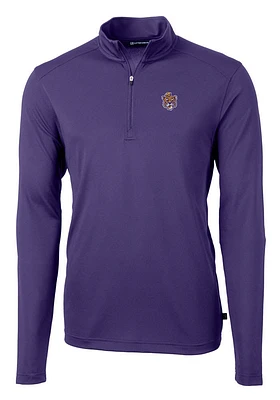 Cutter and Buck LSU Tigers Mens Purple Virtue Eco Pique Long Sleeve Qtr Zip Pullover