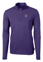 Cutter and Buck LSU Tigers Mens Purple Virtue Eco Pique Long Sleeve Qtr Zip Pullover