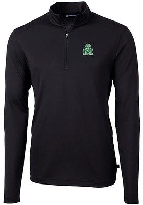 Cutter and Buck Marshall Thundering Herd Mens Vault Virtue Eco Pique Long Sleeve Qtr Zip P