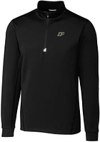 Mens Purdue Boilermakers Black Cutter and Buck Traverse Stretch Qtr Zip
