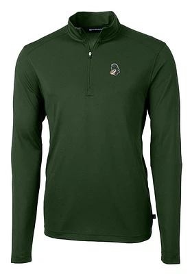 Cutter and Buck Michigan State Spartans Mens Vault Virtue Eco Pique Long Sleeve Qtr Zip Pull