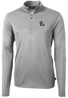 Cutter and Buck NC State Wolfpack Mens Grey Virtue Eco Pique Long Sleeve Qtr Zip Pullover