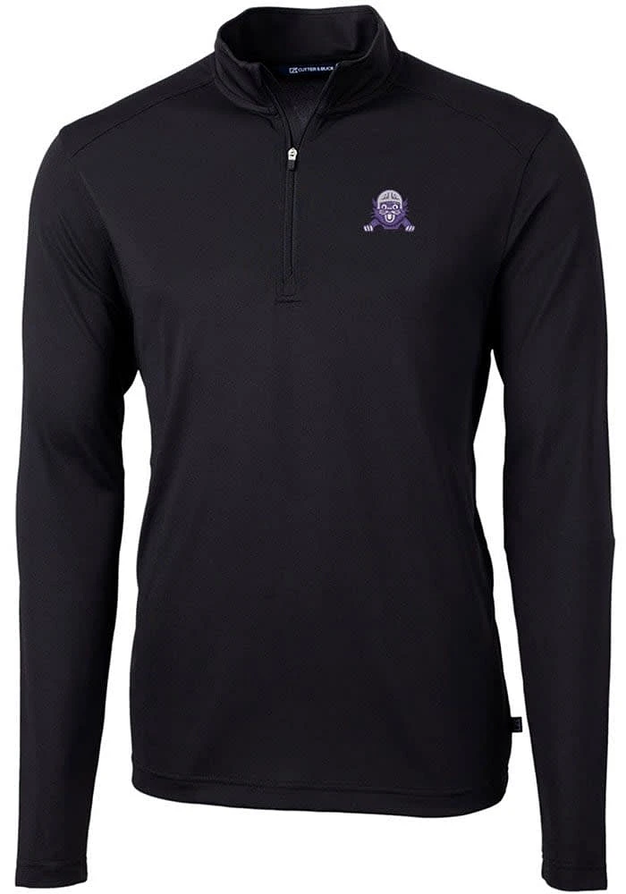 Mens Northwestern Wildcats Cutter and Buck Vault Virtue Eco Pique Qtr Zip Pullover