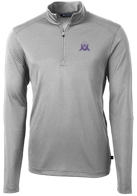 Cutter and Buck Northwestern Wildcats Mens Grey Vault Virtue Eco Pique Long Sleeve Qtr Zip Pullove..