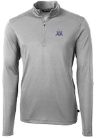 Cutter and Buck Northwestern Wildcats Mens Grey Vault Virtue Eco Pique Long Sleeve Qtr Zip Pullove..