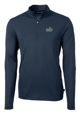 Cutter and Buck Old Dominion Monarchs Mens Navy Blue Virtue Eco Pique Long Sleeve Qtr Zip Pullover