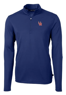 Cutter and Buck Ole Miss Rebels Mens Blue Virtue Eco Pique Long Sleeve Qtr Zip Pullover