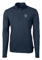 Mens Penn State Nittany Lions Navy Blue Cutter and Buck Vault Virtue Eco Pique Qtr Zip Pullover