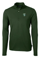 Cutter and Buck Tulane Green Wave Mens Vault Virtue Eco Pique Long Sleeve Qtr Zip Pullover