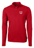 Cutter and Buck Utah Utes Mens Red Virtue Eco Pique Long Sleeve Qtr Zip Pullover