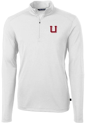 Cutter and Buck Utah Utes Mens Vault Virtue Eco Pique Long Sleeve Qtr Zip Pullover