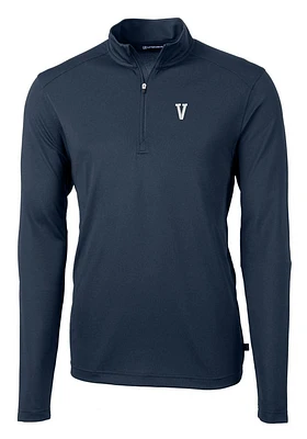 Cutter and Buck Villanova Wildcats Mens Navy Blue Vault Virtue Eco Pique Long Sleeve Qtr Zip Pul..