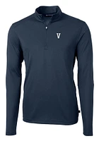 Cutter and Buck Villanova Wildcats Mens Navy Blue Vault Virtue Eco Pique Long Sleeve Qtr Zip Pul..