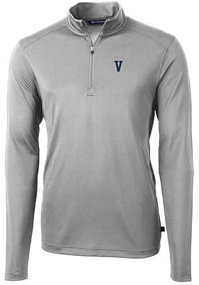 Cutter and Buck Villanova Wildcats Mens Grey Vault Virtue Eco Pique Long Sleeve Qtr Zip Pullover