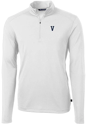 Cutter and Buck Villanova Wildcats Mens White Vault Virtue Eco Pique Long Sleeve Qtr Zip Pullove..