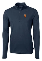Cutter and Buck Virginia Cavaliers Mens Navy Blue Vault Virtue Eco Pique Long Sleeve Qtr Zip Pul..