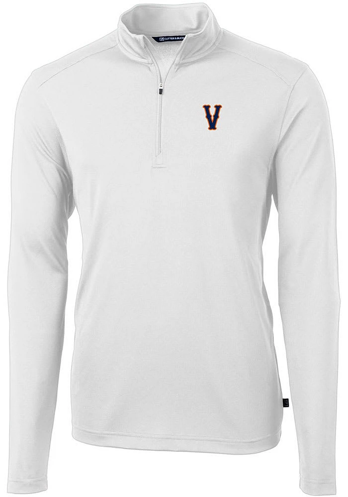 Cutter and Buck Virginia Cavaliers Mens White Vault Virtue Eco Pique Long Sleeve Qtr Zip Pullove..