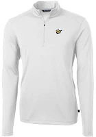 Cutter and Buck West Virginia Mountaineers Mens White Virtue Eco Pique Long Sleeve Qtr Zip Pullo..