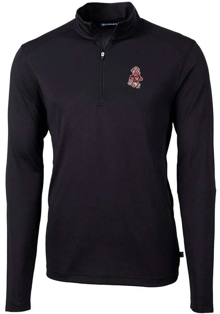 Cutter and Buck Washington State Cougars Mens Vault Virtue Eco Pique Long Sleeve Qtr Zip P