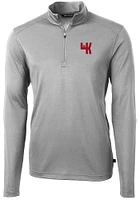 Cutter and Buck Western Kentucky Hilltoppers Mens Grey Virtue Eco Pique Long Sleeve Qtr Zip Pullov..