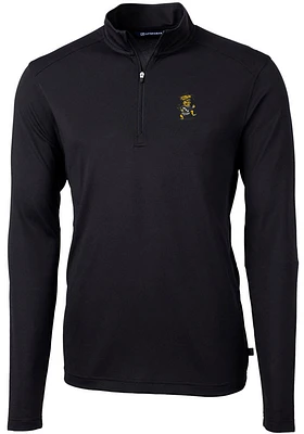 Cutter and Buck Wichita State Shockers Mens Vault Virtue Eco Pique Long Sleeve Qtr Zip Pul