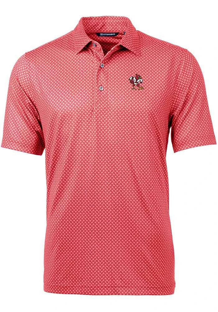 Cutter and Buck Louisville Cardinals Mens Red Pike Banner Print Short Sleeve Polo