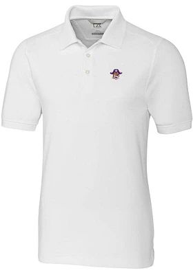 Cutter and Buck East Carolina Pirates Mens White Vault Advantage Short Sleeve Polo