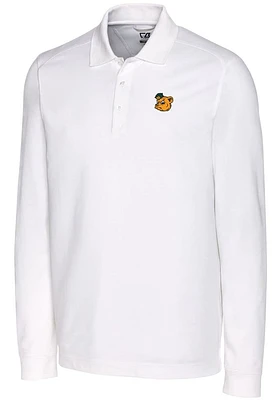 Cutter and Buck Baylor Bears Mens White Advantage Pique Long Sleeve Polo Shirt