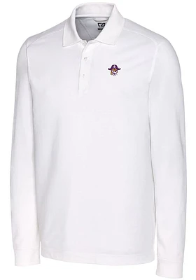 Cutter and Buck East Carolina Pirates Mens White Vault Advantage Long Sleeve Polo Shirt