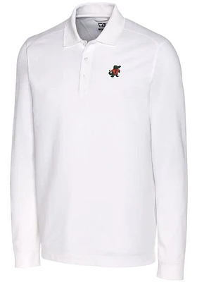 Cutter and Buck Florida Gators Mens White Advantage Pique Long Sleeve Polo Shirt