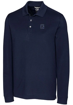 Cutter and Buck Georgetown Hoyas Mens Navy Blue Vault Advantage Long Sleeve Polo Shirt