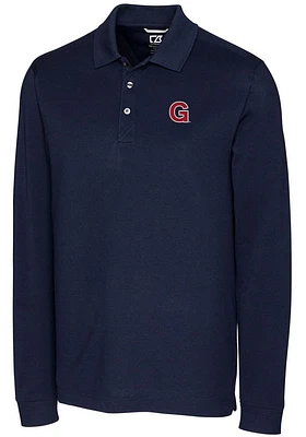 Cutter and Buck Gonzaga Bulldogs Mens Navy Blue Vault Advantage Long Sleeve Polo Shirt