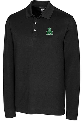 Cutter and Buck Marshall Thundering Herd Mens Advantage Pique Long Sleeve Polo Shirt