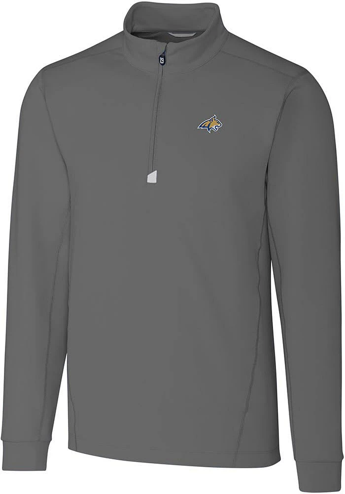 Cutter and Buck Montana State Bobcats Mens Grey Traverse Stretch Big Tall Qtr Zip
