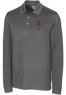 Cutter and Buck Southern Illinois Salukis Mens Advantage Pique Long Sleeve Polo Shirt