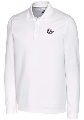 Cutter and Buck TCU Horned Frogs Mens White Vault Advantage Long Sleeve Polo Shirt
