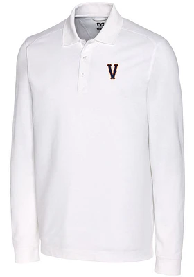 Cutter and Buck Virginia Cavaliers Mens White Vault Advantage Long Sleeve Polo Shirt