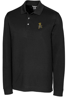 Cutter and Buck Wichita State Shockers Mens Black Advantage Pique Long Sleeve Polo Shirt
