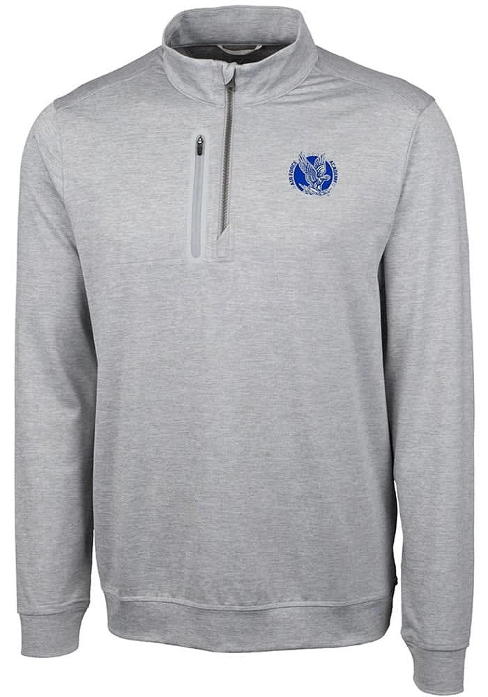 Cutter and Buck Air Force Falcons Mens Stealth Heathered Long Sleeve Qtr Zip Pullover