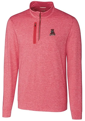 Cutter and Buck Alabama Crimson Tide Mens Stealth Heathered Long Sleeve Qtr Zip Pullover